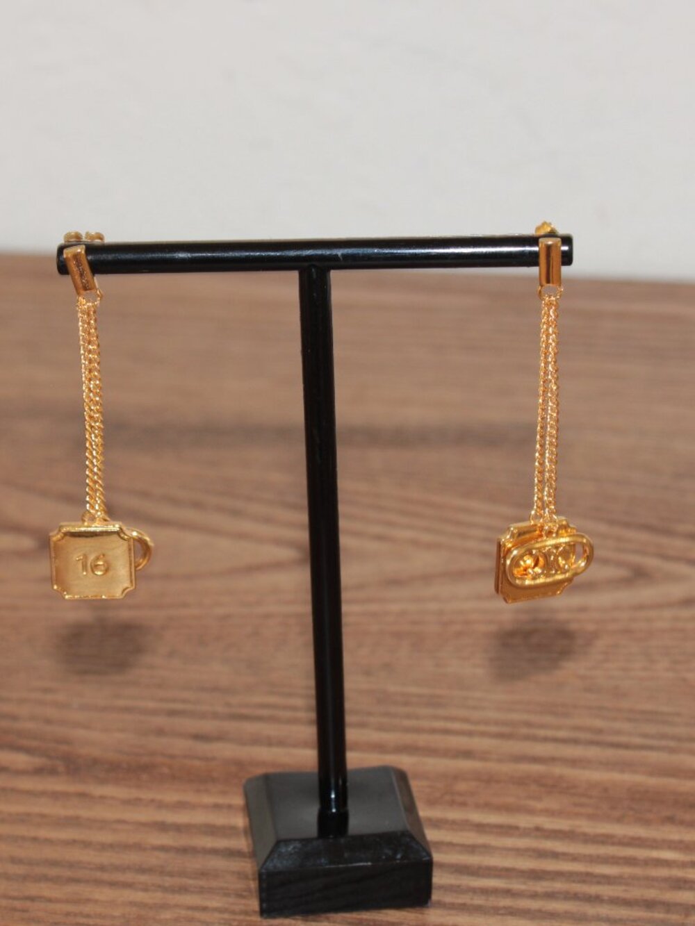 Celine Gold Charm Chain Drop Earrings Like New